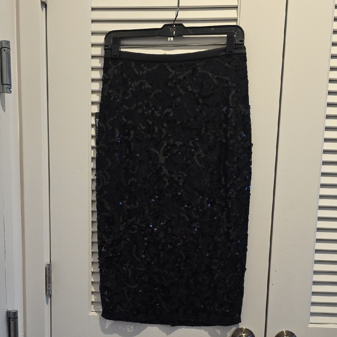 Express Black Embellished Pencil Skirt
